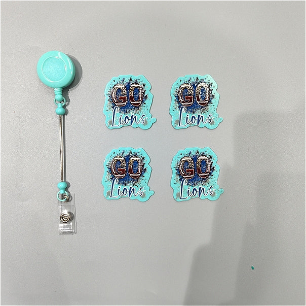 Wholesale 10pcs/Pack Blue Football DIY Acrylic Flatbacks for Badge Reels Keychains